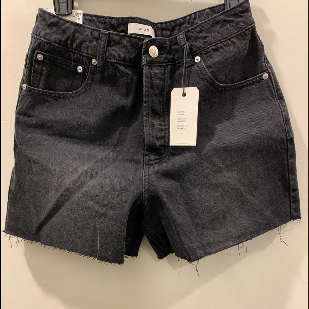 NWT Black High Waisted Mom Shorts
